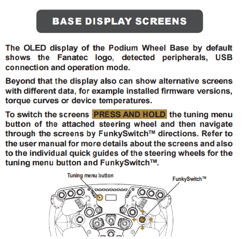 Fanatec Podium Racing Wheel F1 PS4 Base Display Screens