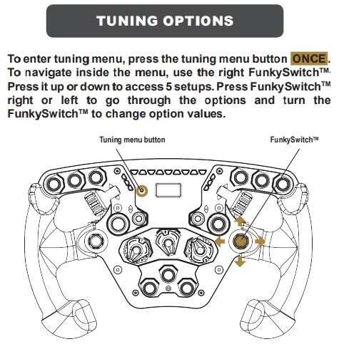 Fanatec Podium Racing Wheel F1 PS4 Base Tuning Options Menu